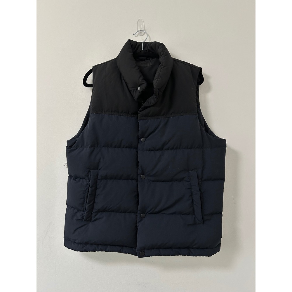 Uniqlo Colorblock Down Puffer Vest Mens Large Navy Black Gorpcore